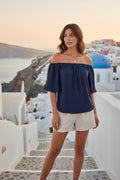 Γυναικεία Μπλούζα Off-Shoulder με Μανίκια Βολάν & Ελαστική Μέση