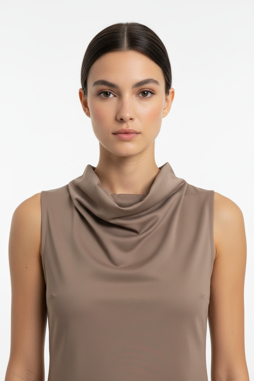 Αμάνικο Τοπ με Ψηλό Λαιμό (Mock Neck) .
