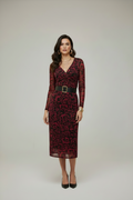 Floral Mesh Co-ord Σετ – Μακρυμάνικο Τοπ & Μιντι Φούστα (Μπορντό/ Μαύρο)