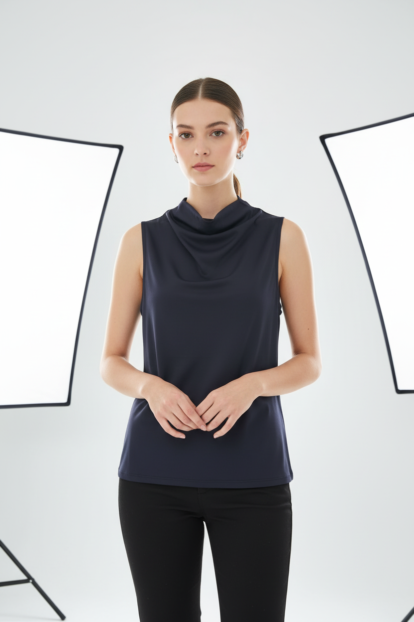 Αμάνικο Τοπ με Ψηλό Λαιμό (Mock Neck) .